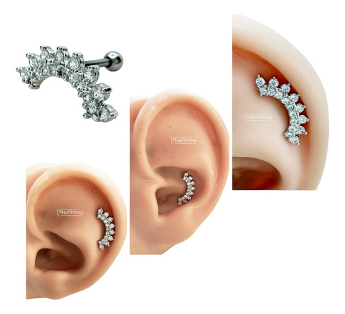 Piercing Orelha Cluster Helix Conch